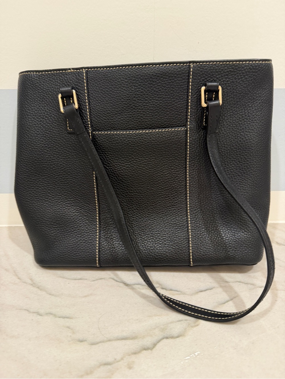 Dooney & Bourke Black Pebbled Leather Lexington Shopper Tote Red Interior - Picture 8 of 13